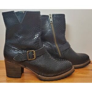Freebird Steven Carlito Snake Skin Snakeskin Embossed Black Leather Boots 10